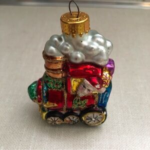 Vintage Glass Santa‎ Engine Train Christmas Ornament